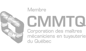 Logo gris CMMTQ Corporation des maîtres mécaniciens en tuyautetie du Québec Membre