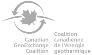 Logo gris Coalition canadienne de l'énergie géothermique Canadian GeoExchange Coalition